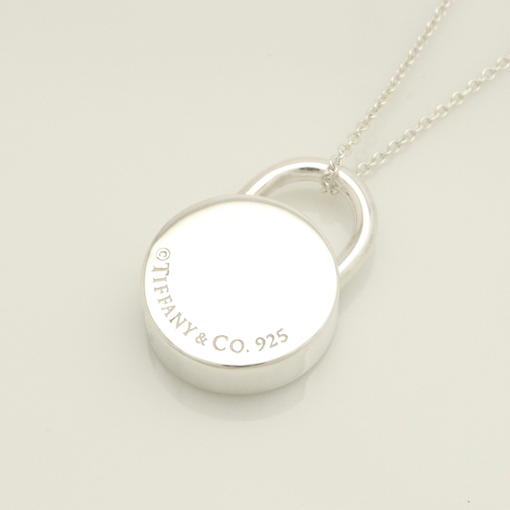 Tiffany & Co. 1837 Round Lock Padlock Pendant Necklace Sterling Silver 925