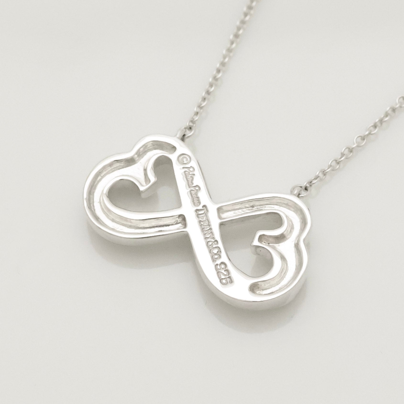  Tiffany & Co. Picasso Double Loving Heart Necklace Sterling Silver 925