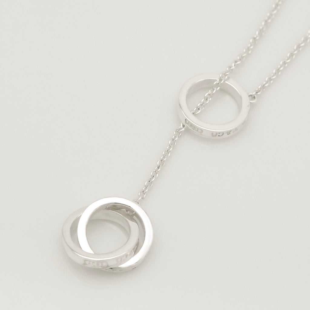 Tiffany & Co. 1837 Interlocking Circles Lariat Necklace Sterling Silver 925