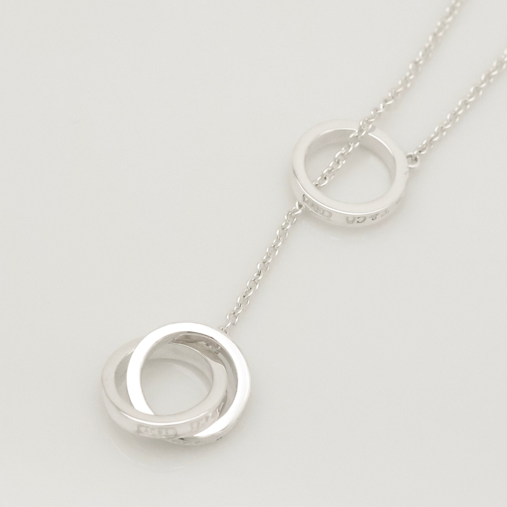 Tiffany & Co. 1837 Interlocking Circles Lariat Necklace Sterling Silver 925