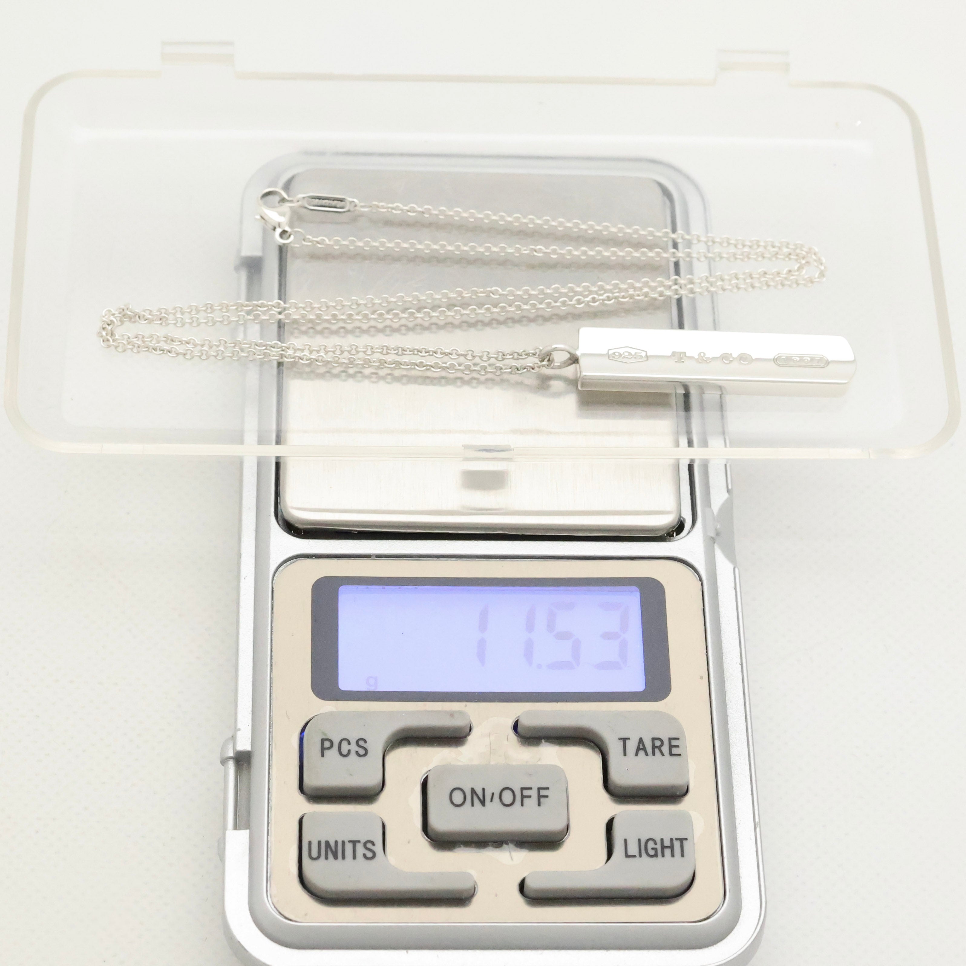 TIFFANY & Co. 1837 Bar Plate Pendant Necklace Chain Sterling Silver 925