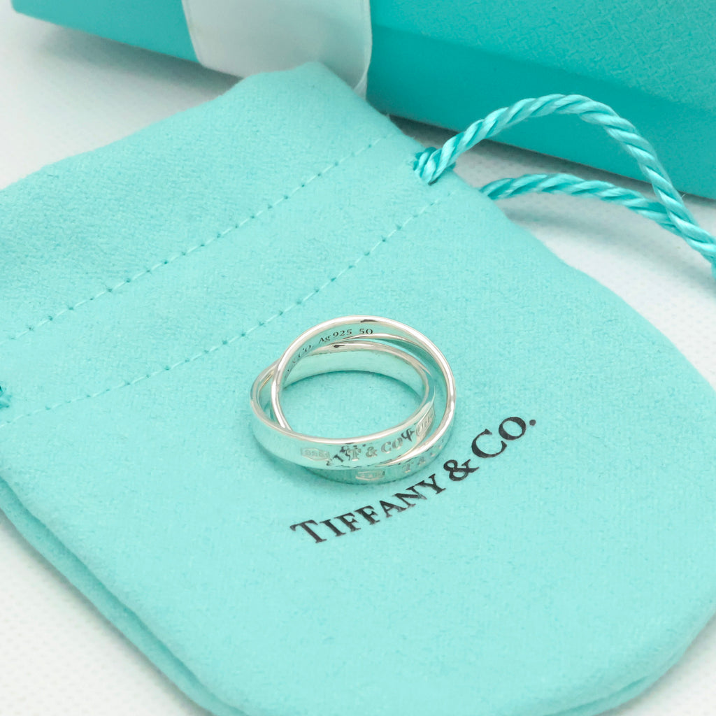 Tiffany & Co. 1837 Interlocking Circles Double Ring  Sterling Silver 925
