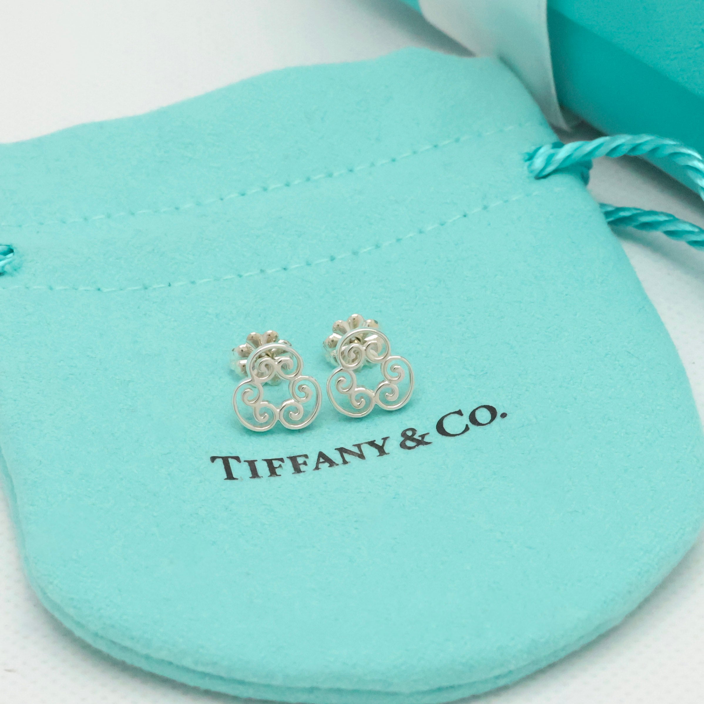 Tiffany & Co. Venezia Goldoni Triplo Stud Earrings Sterling Silver 925