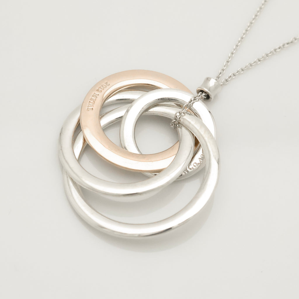 TIFFANY&Co. 4連 1837 インターロッキング サークル ネックレス ルベドメタル AG925