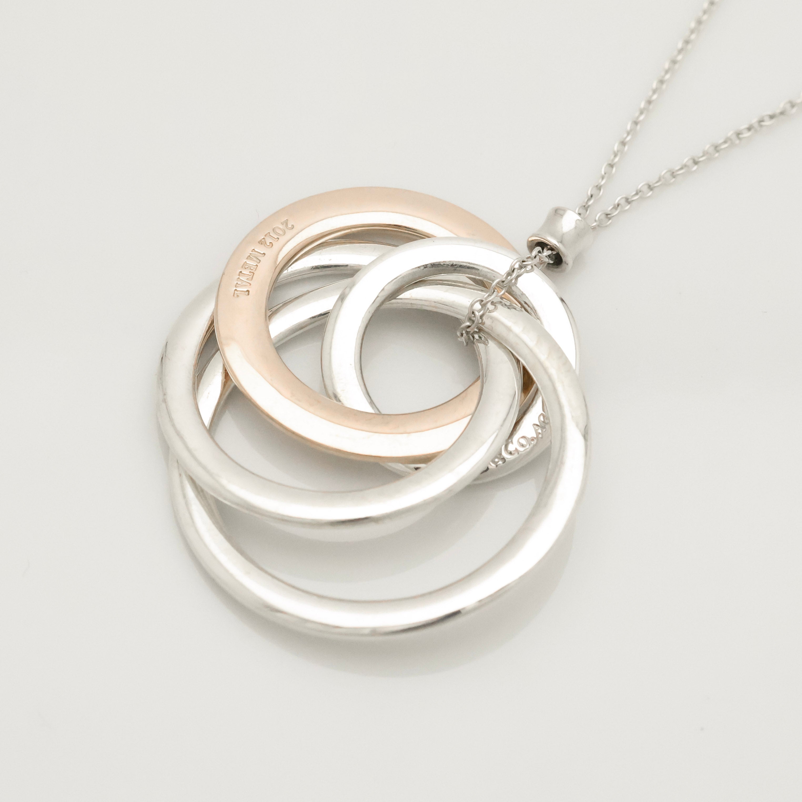 TIFFANY&Co. 4連 1837 インターロッキング サークル ネックレス ルベドメタル AG925