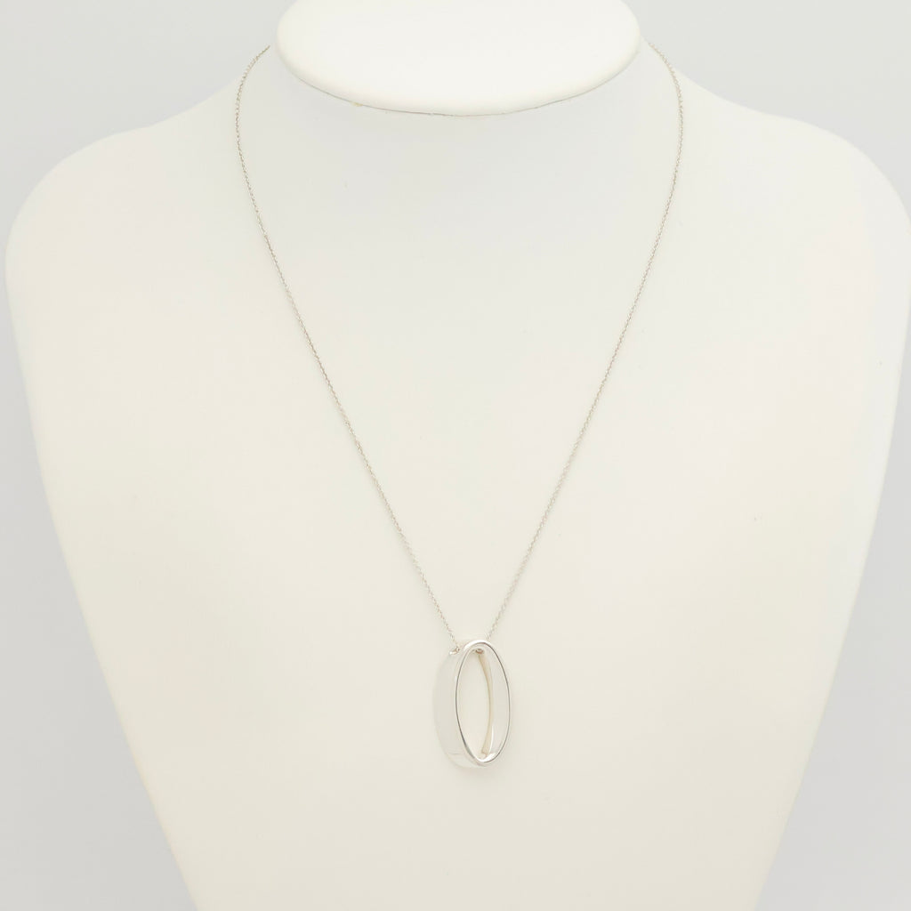 Tiffany & Co. 3D Geometric Oval Necklace Sterling Silver 925