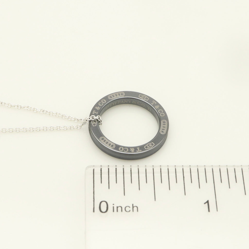 Tiffany & Co. 1837 Circle Necklace 16" Black Titanium Sterling Silver 925