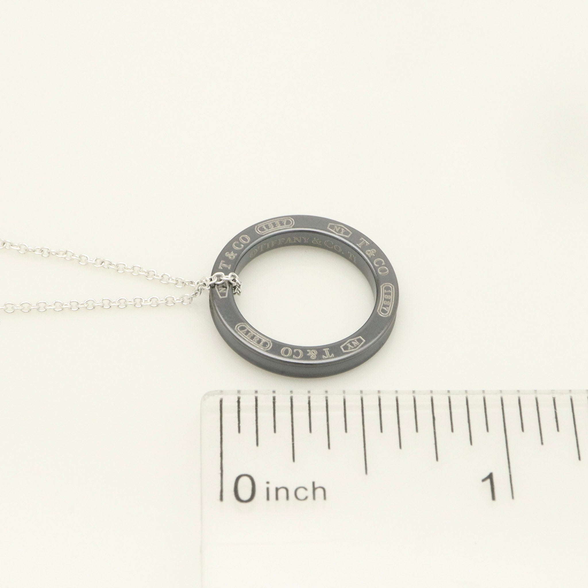 Tiffany & Co. 1837 Circle Necklace 16" Black Titanium Sterling Silver 925