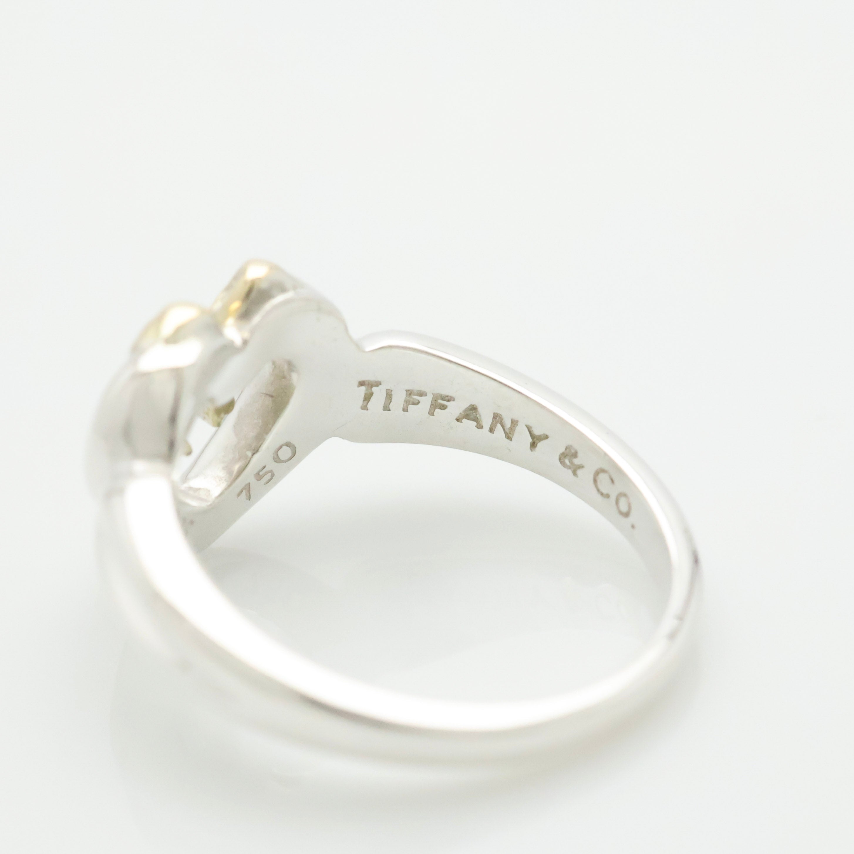 TIFFANY&Co. ハート リボン コンビ イエローゴールド リング 12 号 AG925 AU750