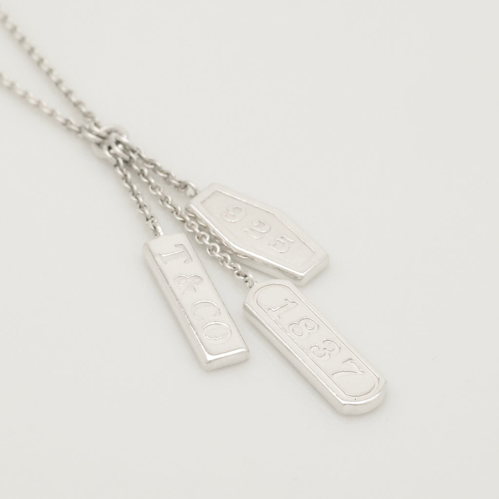 Tiffany & Co. 1837 Elements Three Bar Drop Necklace Sterling Silver 925