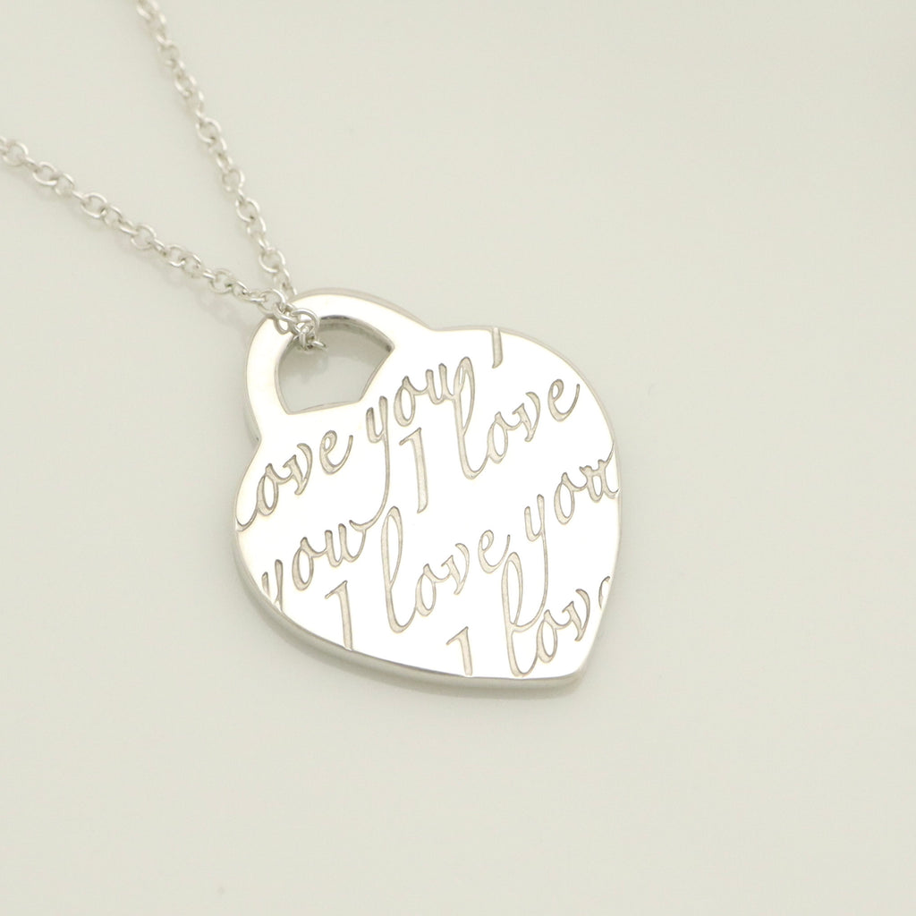 Tiffany & Co. Notes I LOVE YOU Heart Pendant Necklace Sterling Silver 925
