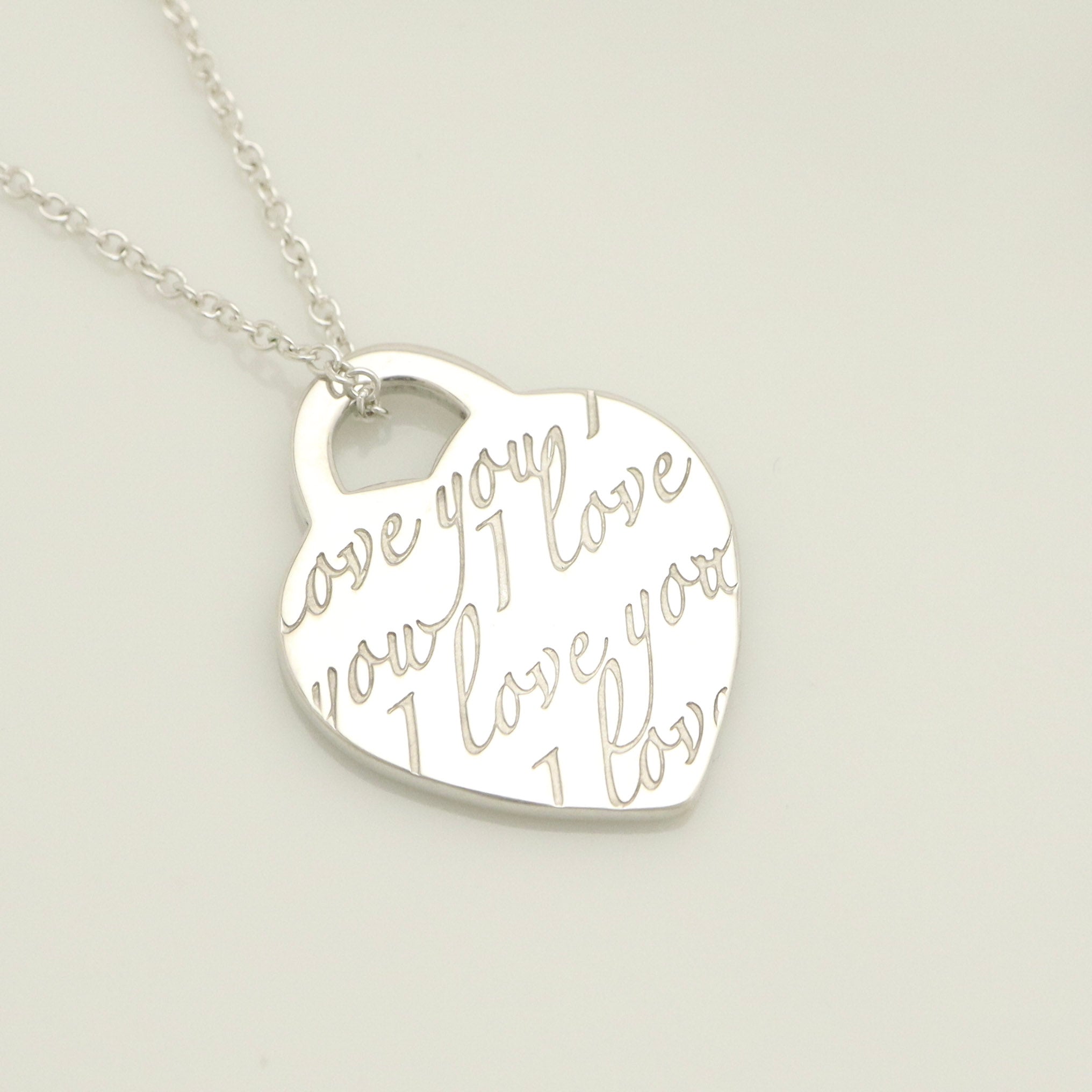 Tiffany & Co. Notes I LOVE YOU Heart Pendant Necklace Sterling Silver 925