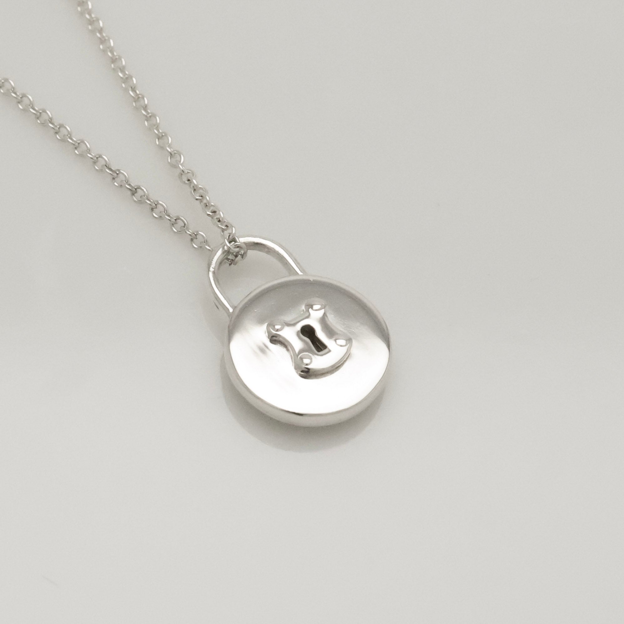 Tiffany & Co. Round Keyhole Lock Padlock Necklace Sterling Silver 925