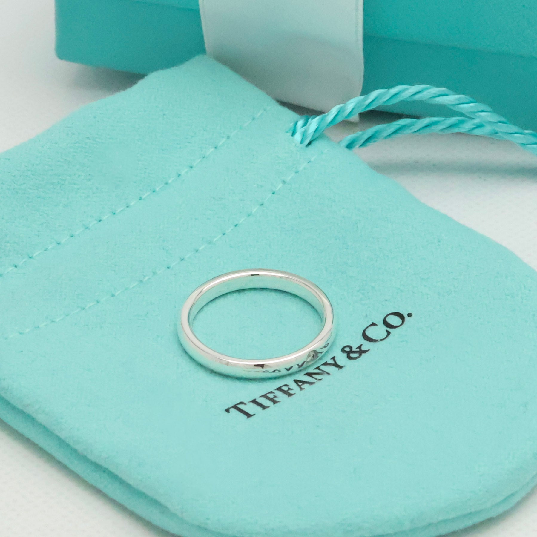 Tiffany & Co. Diamond Stacking Band Ring  Sterling Silver 925 