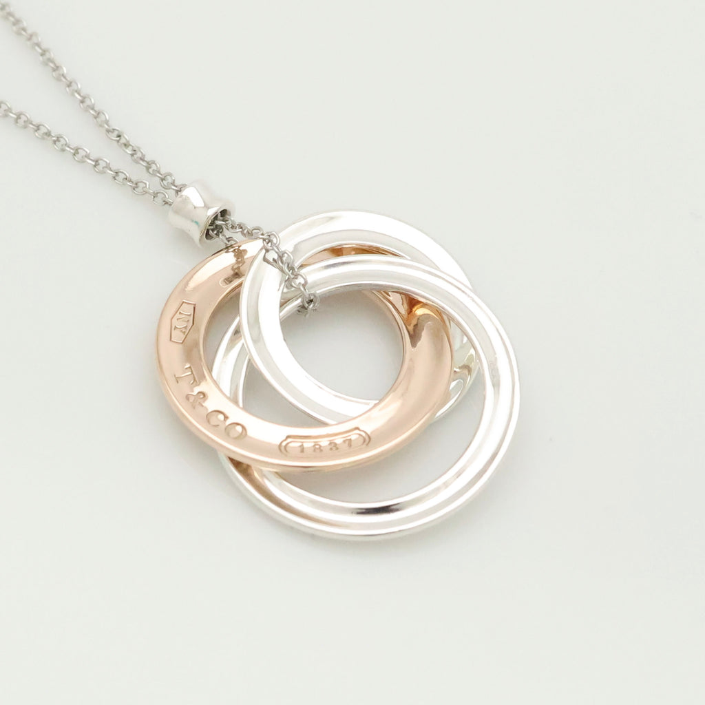 Tiffany & Co. 1837 Interlocking Circles Necklace  Sterling Silver 925 & Rubedo