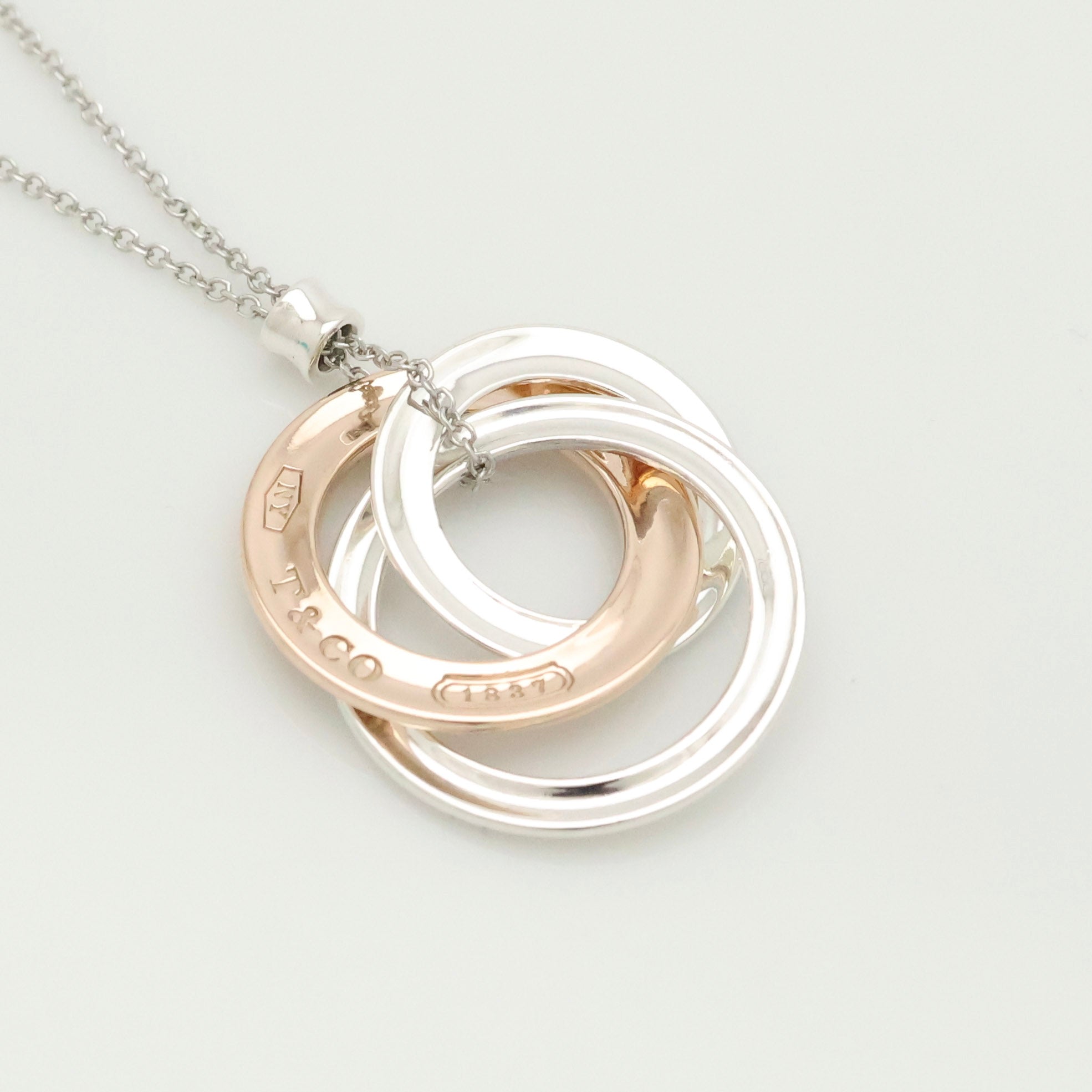 Tiffany & Co. 1837 Interlocking Circles Necklace  Sterling Silver 925 & Rubedo