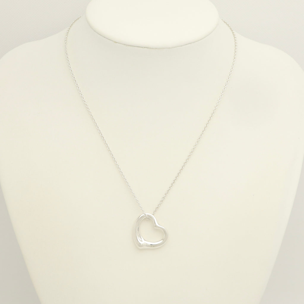 Tiffany & Co. Open Heart Pendant Necklace Sterling Silver 925
