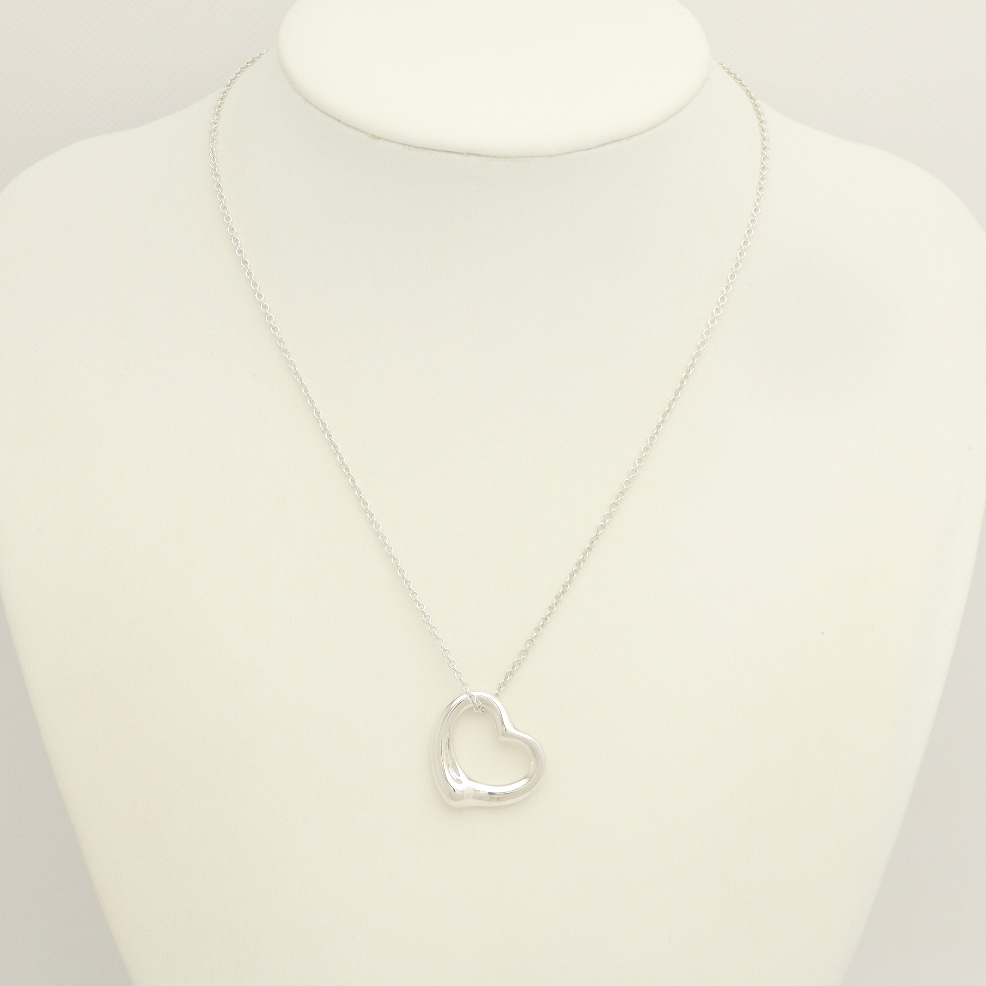 Tiffany & Co. Open Heart Pendant Necklace Sterling Silver 925