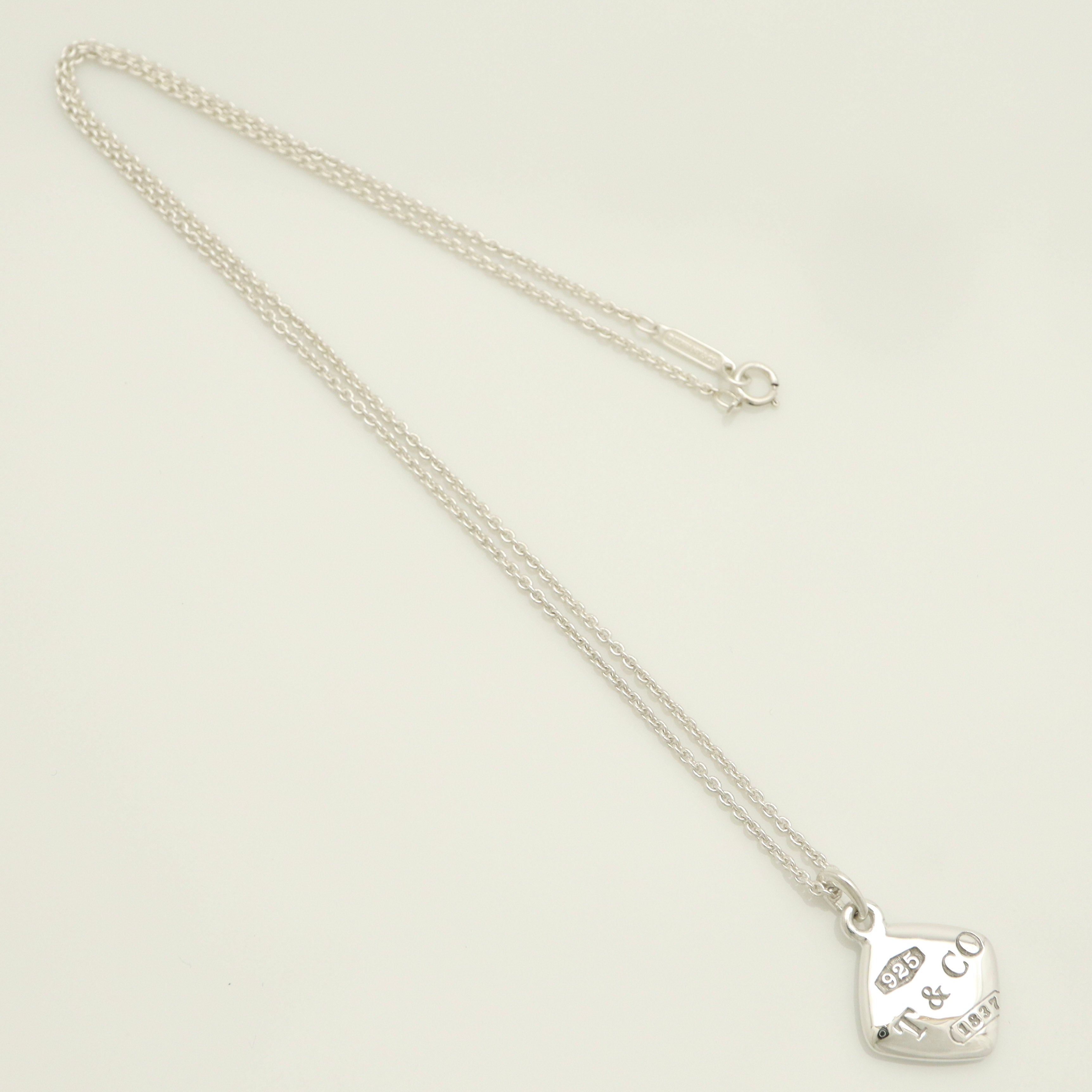 Tiffany & Co. 1837 Square Montage Cushion Necklace Sterling Silver 925