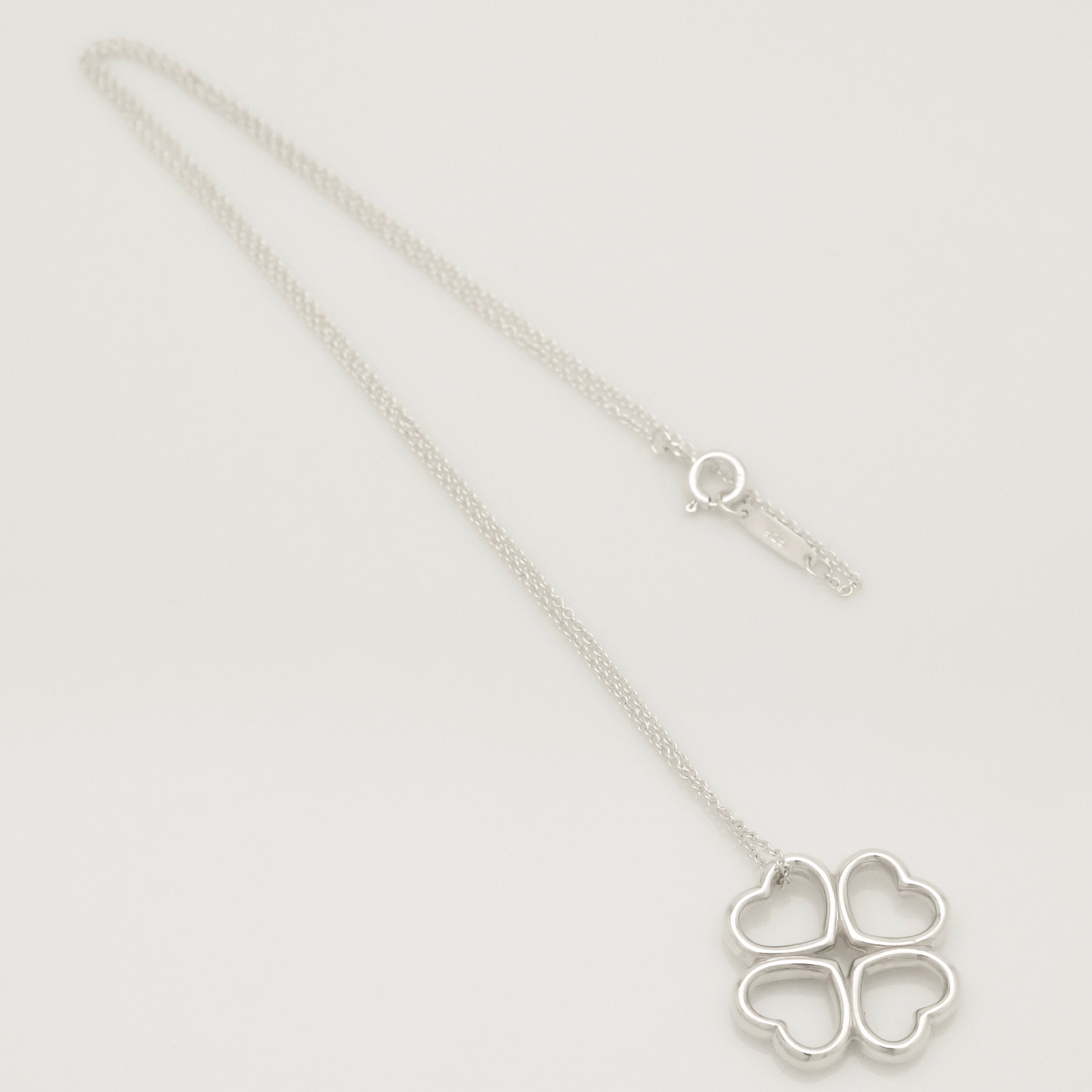  Tiffany & Co. Four Hearts Clover Necklace Pendant Sterling Silver 925