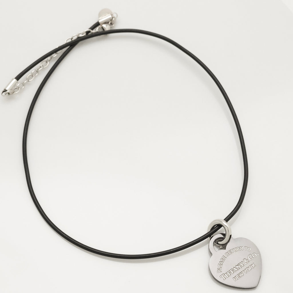 TIFFANY&Co. リターントゥ ティファニー ハート タグ ブラック チタン ラバー コード ネックレス AG925