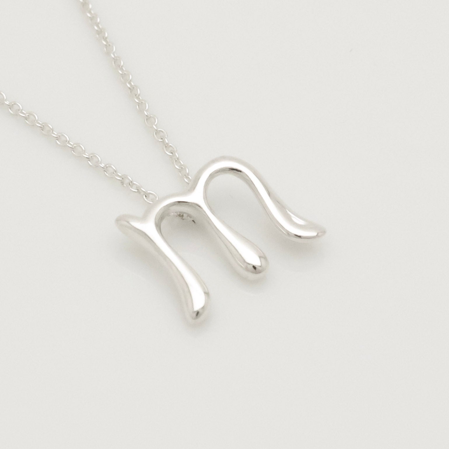 Tiffany & Co. Initial Letter "M" Necklace Pendant Sterling Silver 925