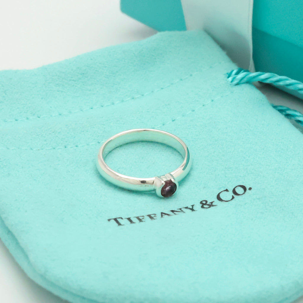  Tiffany & Co. Pink Tourmaline Stack Band Ring Sterling Silver 925