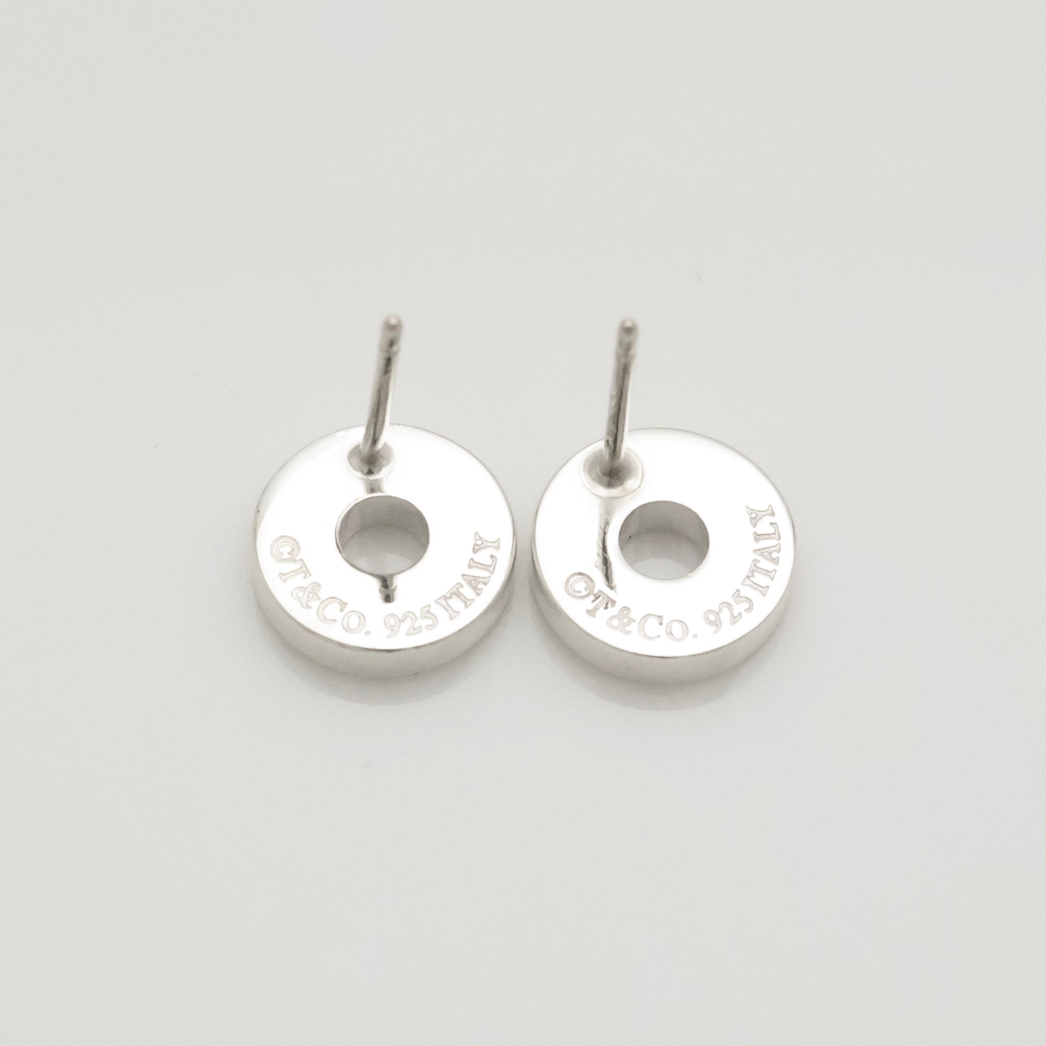 Tiffany & Co. 1837 Round Circle Stud Earrings Sterling Silver 925 