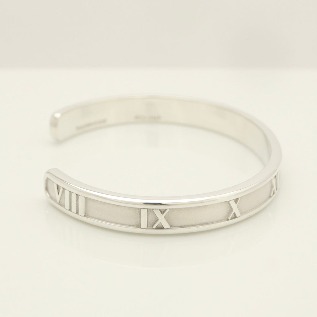 Tiffany & Co. Atlas Roman Numerals Cuff Bangle Bracelet Sterling Silver 925