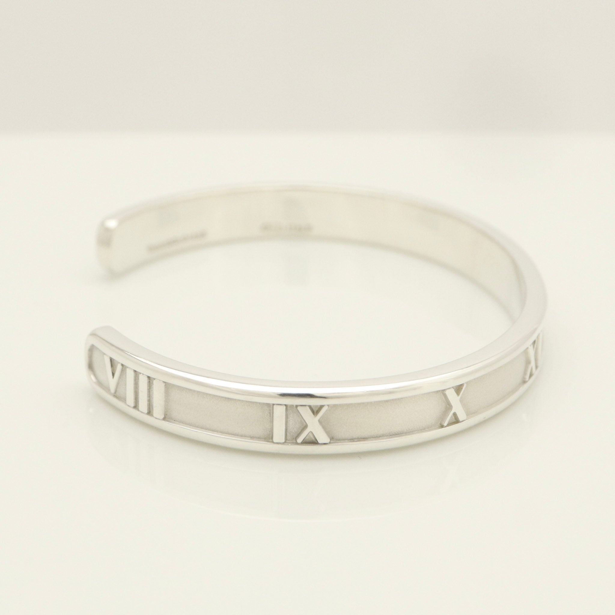 Tiffany & Co. Atlas Roman Numerals Cuff Bangle Bracelet Sterling Silver 925
