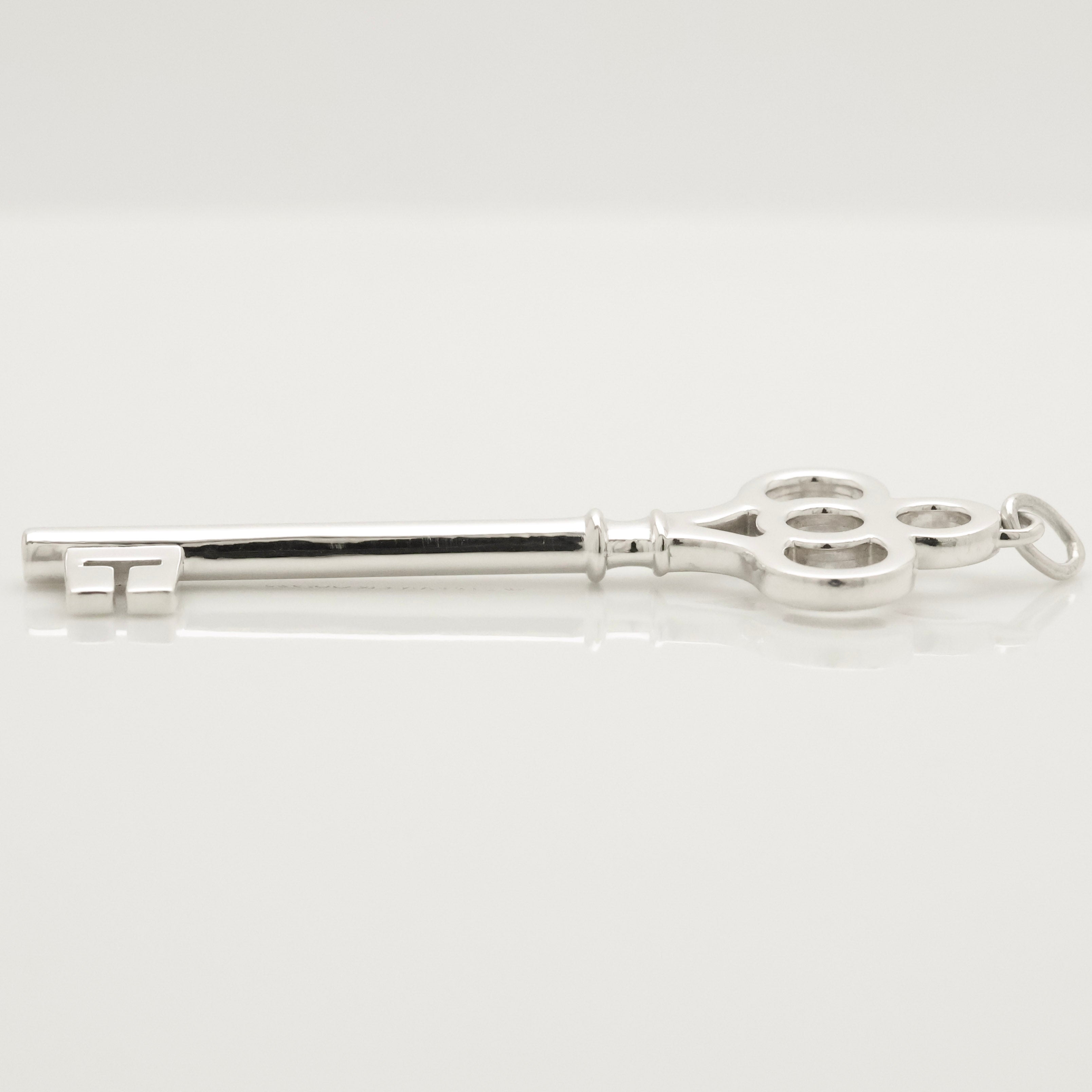 Tiffany & Co. LARGE Crown Key Pendant Charm Sterling Silver 925