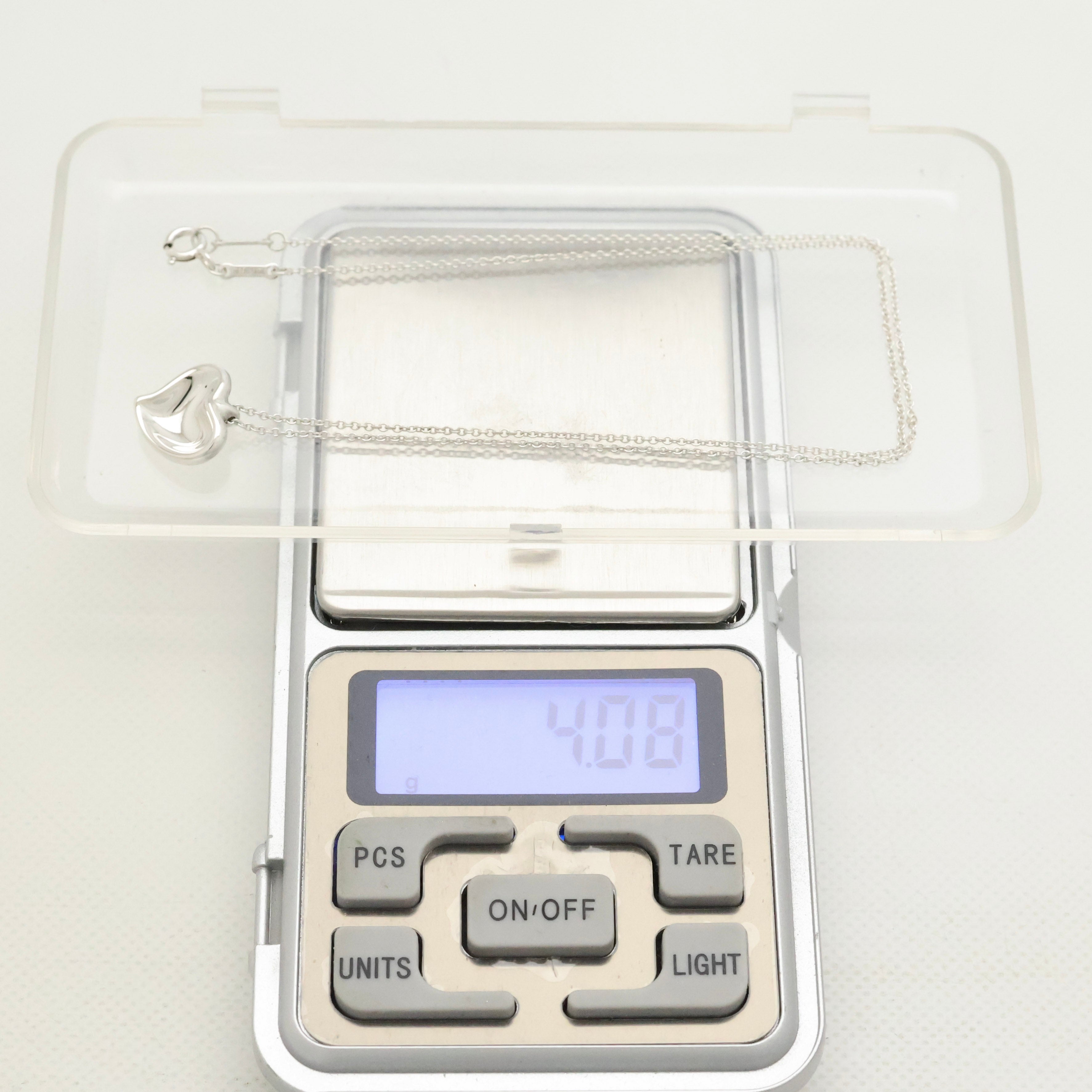 Tiffany & Co. Peretti Curved Full Heart Necklace Sterling Silver 925