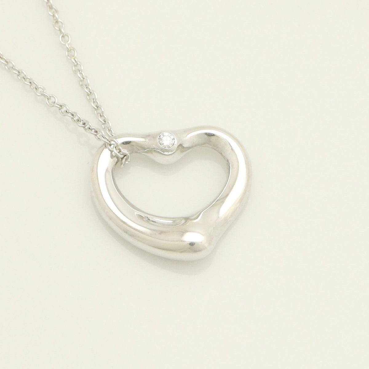 TIFFANY&Co. オープンハート 16mm 2P ダイヤモンド エルサペレッティ ネックレス AG925