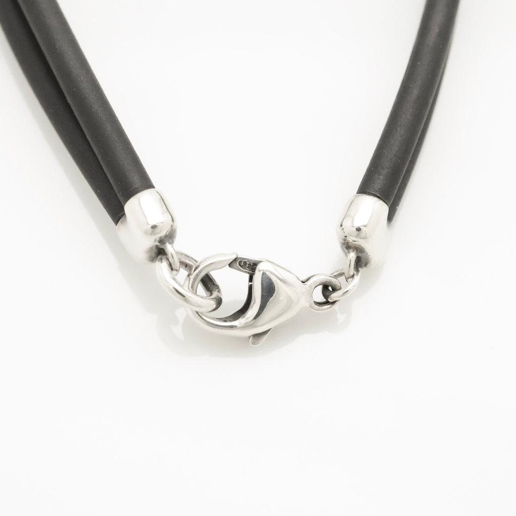 Tiffany & Co. Atlas Bar Rubber Cord Surfer Bracelet Sterling Silver 925