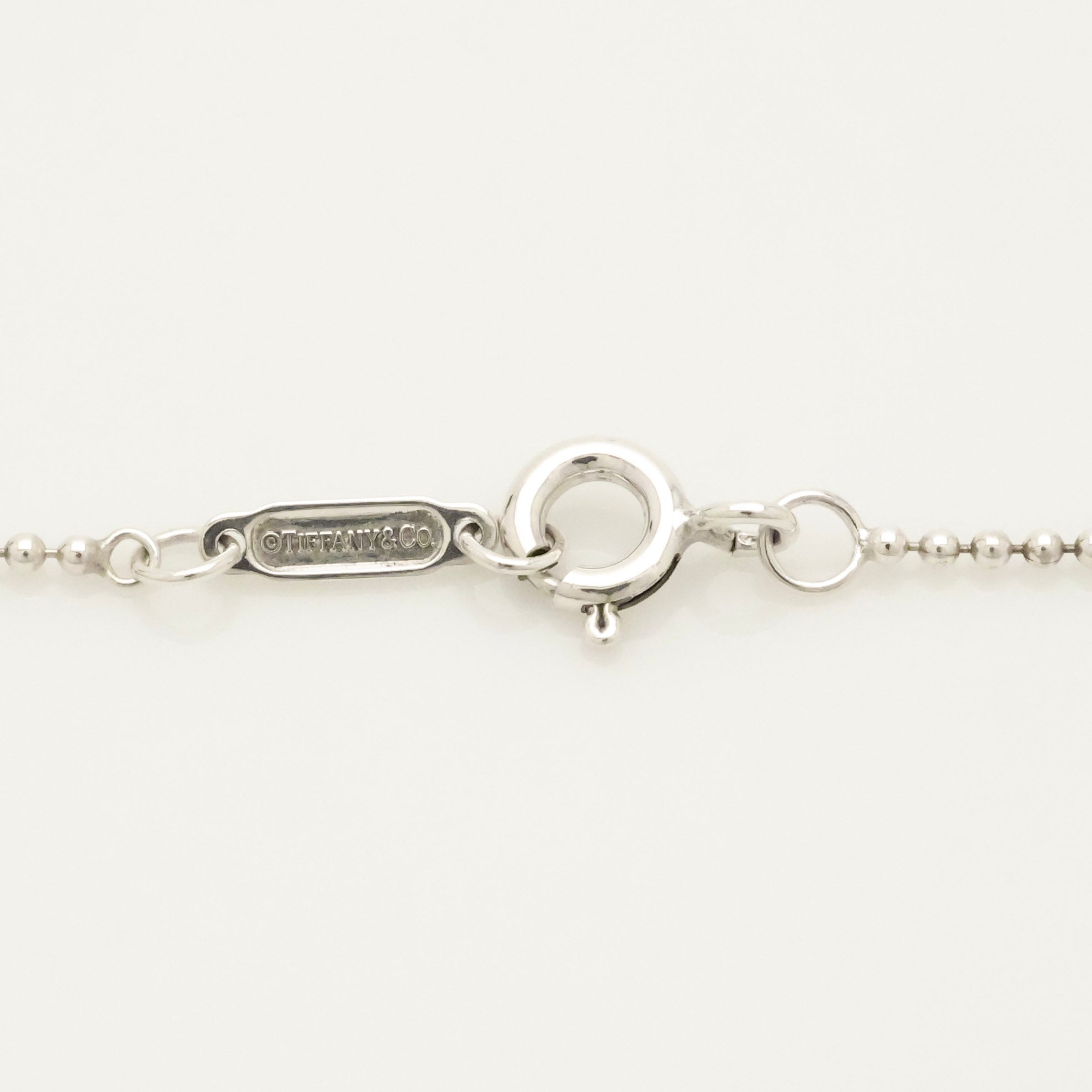  Tiffany & Co. Blue Enamel Beaded Heart Key Necklace Sterling Silver 925　