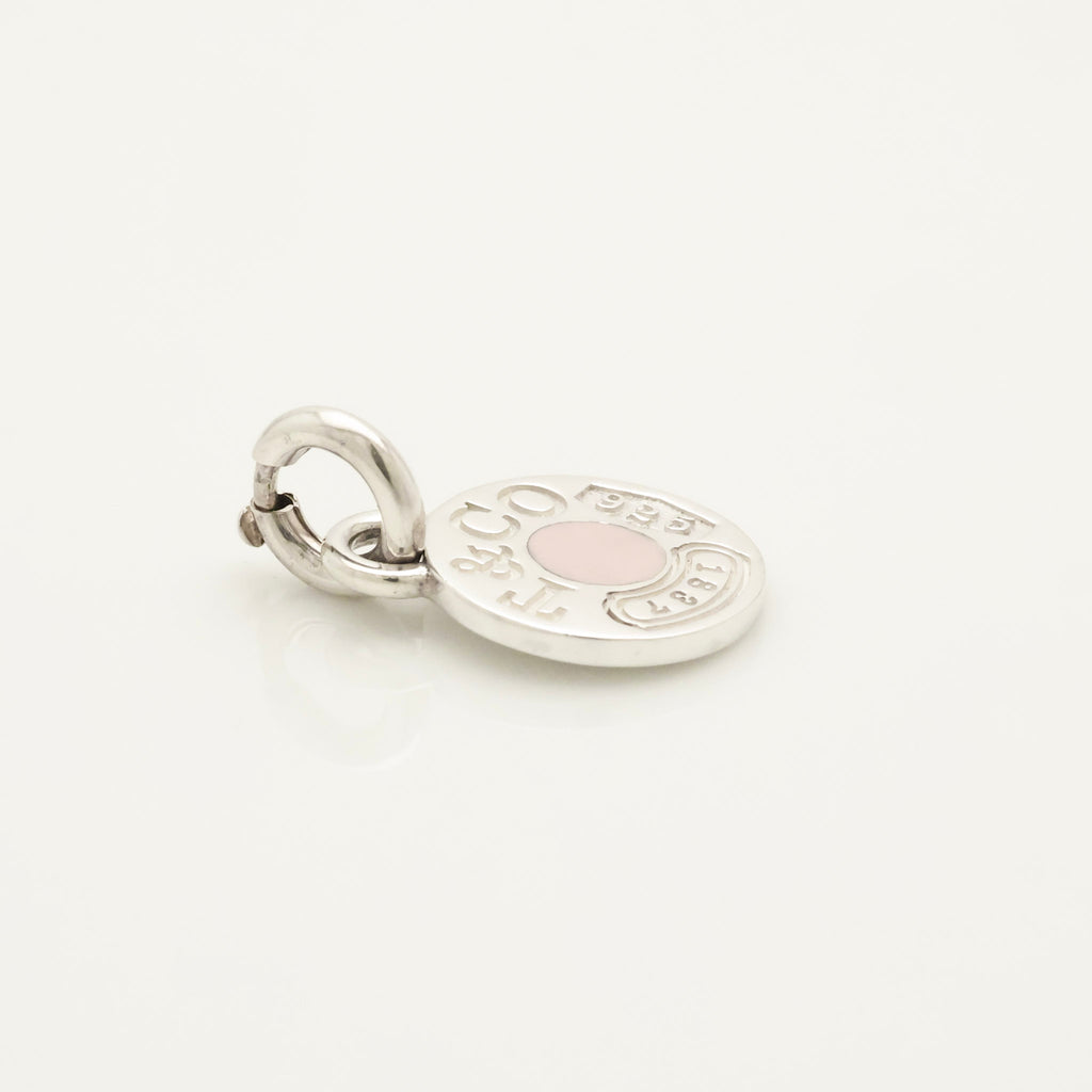 Tiffany & Co Pink Enamel 1837 Circle Pendant Charm Sterling Silver 925