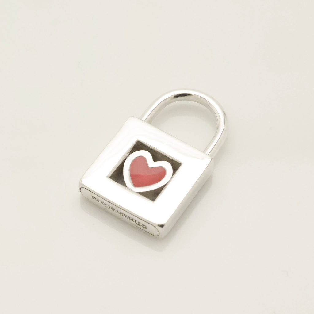 TIFFANY&Co. カデナ ロック レッド エナメル ハート ネックレス AG925