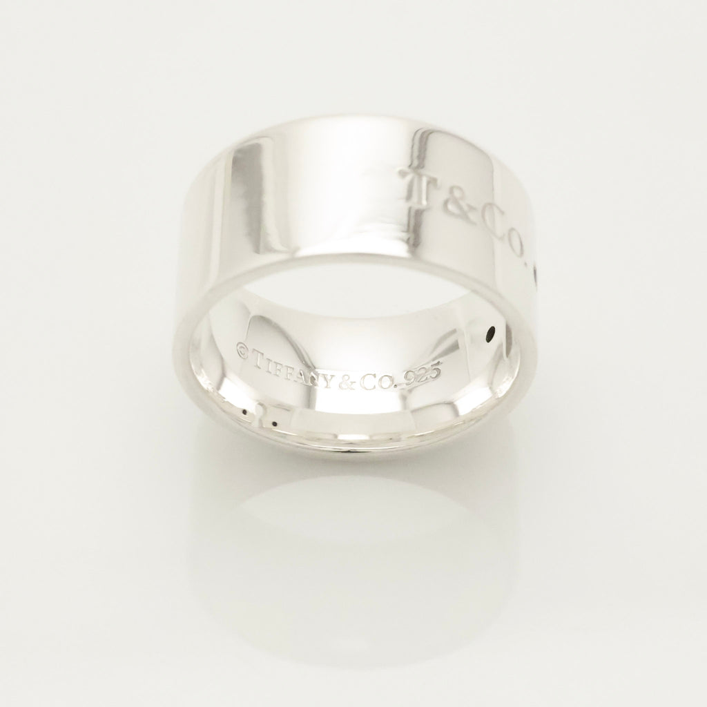 Tiffany & Co. 2P Diamond Keyhole Lock Ring Sterling Silver 925