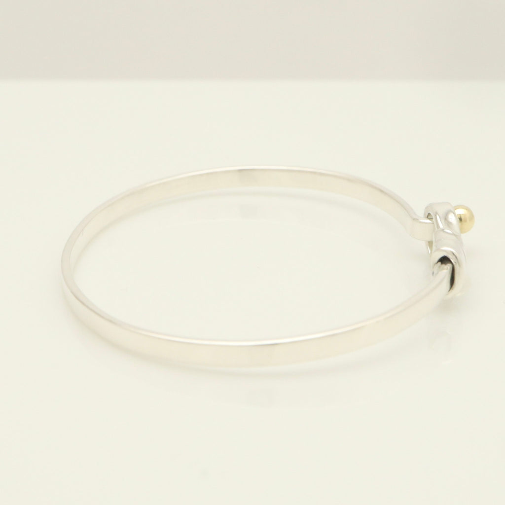 Tiffany & Co. Hook & Eye Bangle Sterling Silver 925 Gold 18k