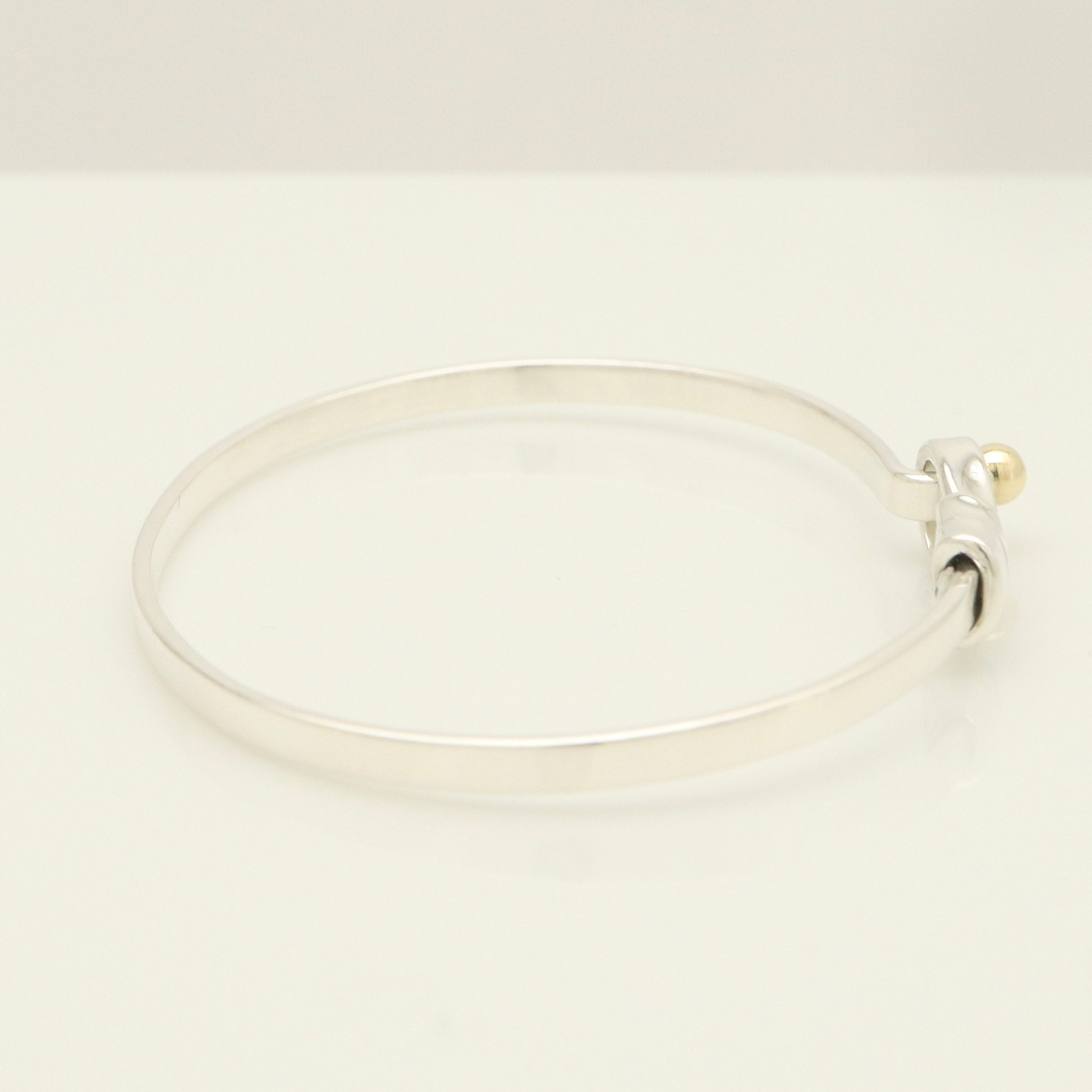 Tiffany & Co. Hook & Eye Bangle Sterling Silver 925 Gold 18k