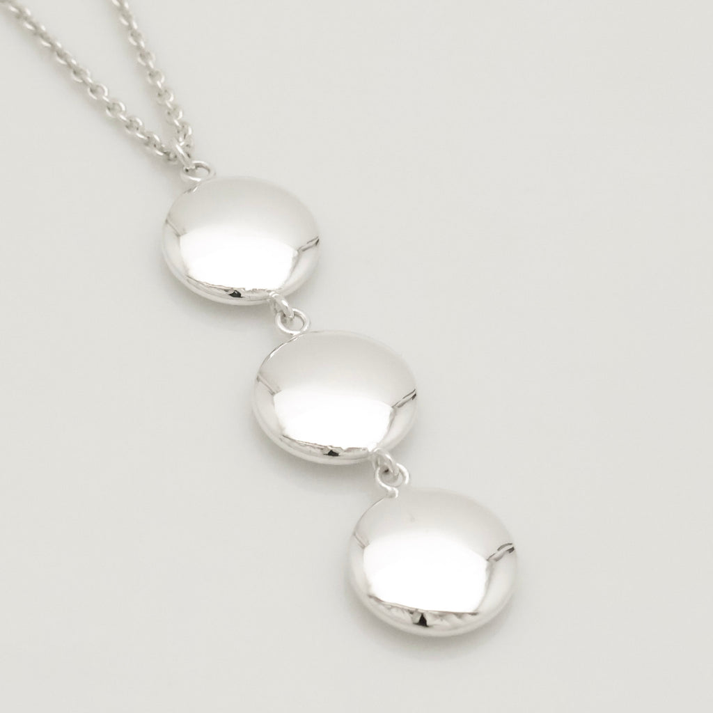 Tiffany & Co. Three Circle Drop Disk Pendant Dangle Necklace Sterling Silver 925