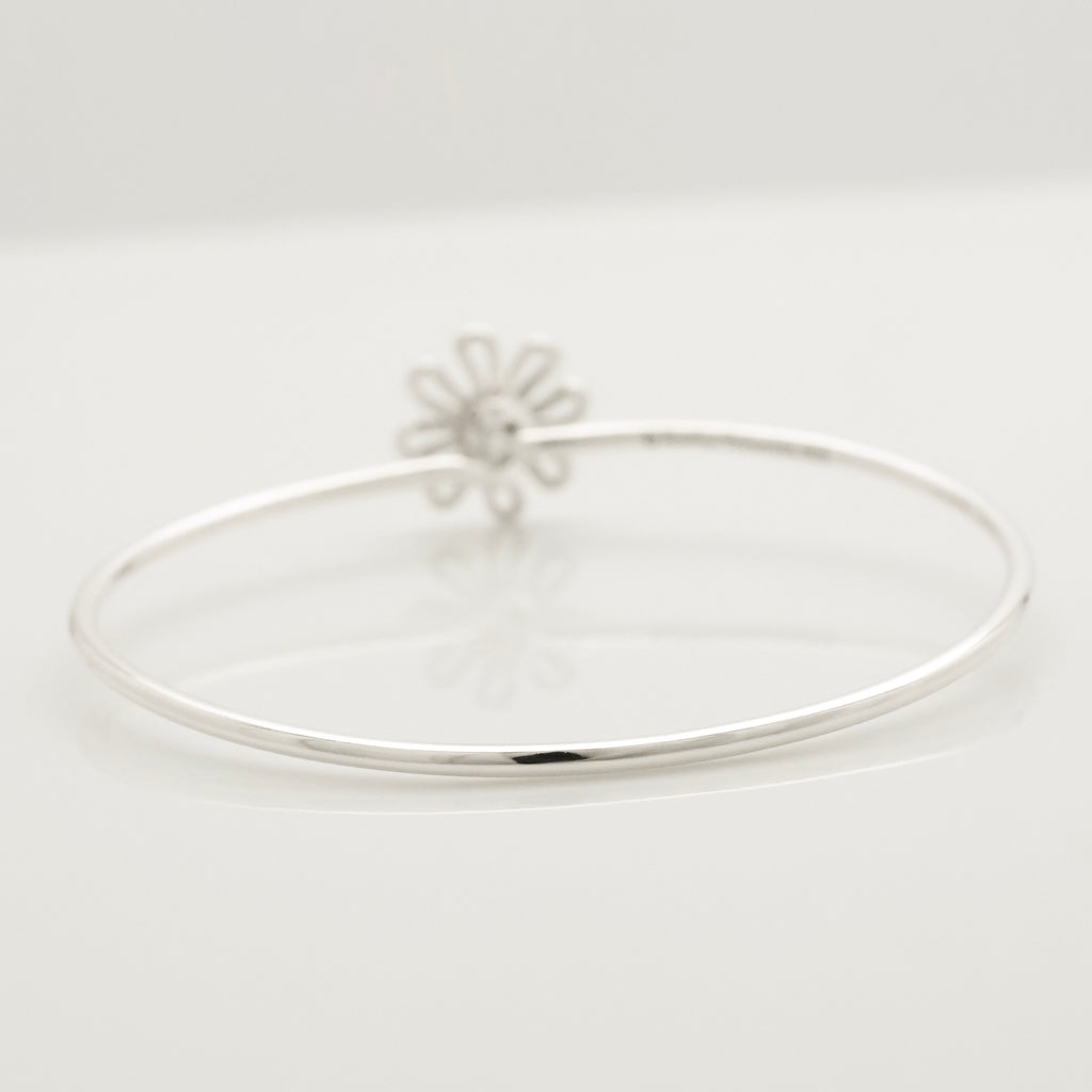 Tiffany & Co. Daisy Flower Hook Bangle Bracelet  Sterling Silver 925