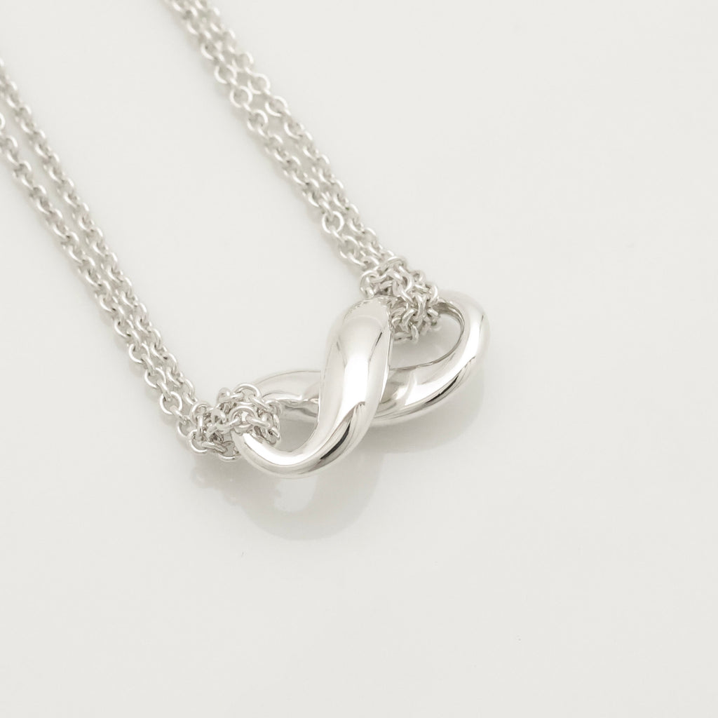 Tiffany & Co. Infinity Double Chain Necklace Sterling Silver 925