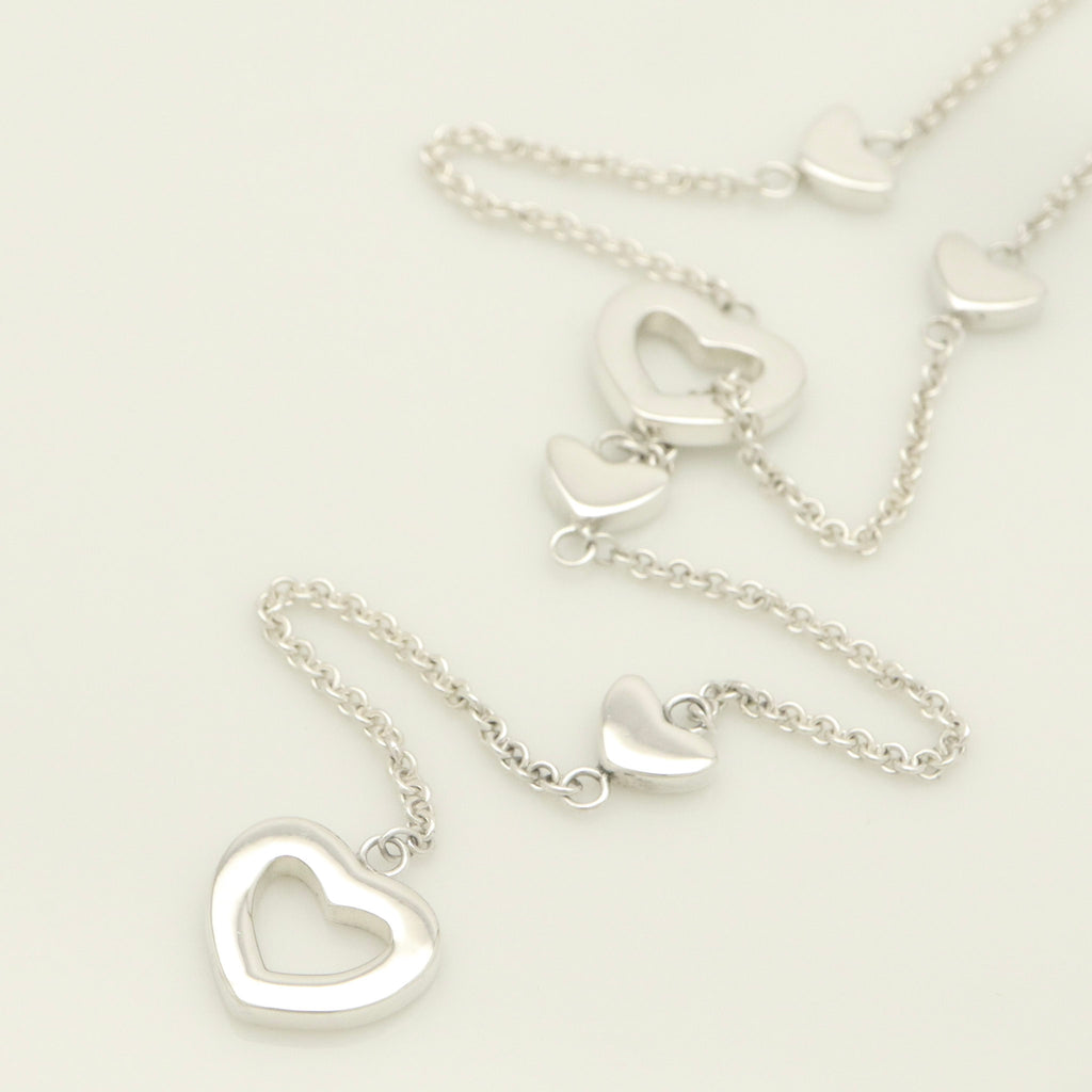Tiffany & Co. Heart Link Lariat Necklace Pendant Sterling Silver 925