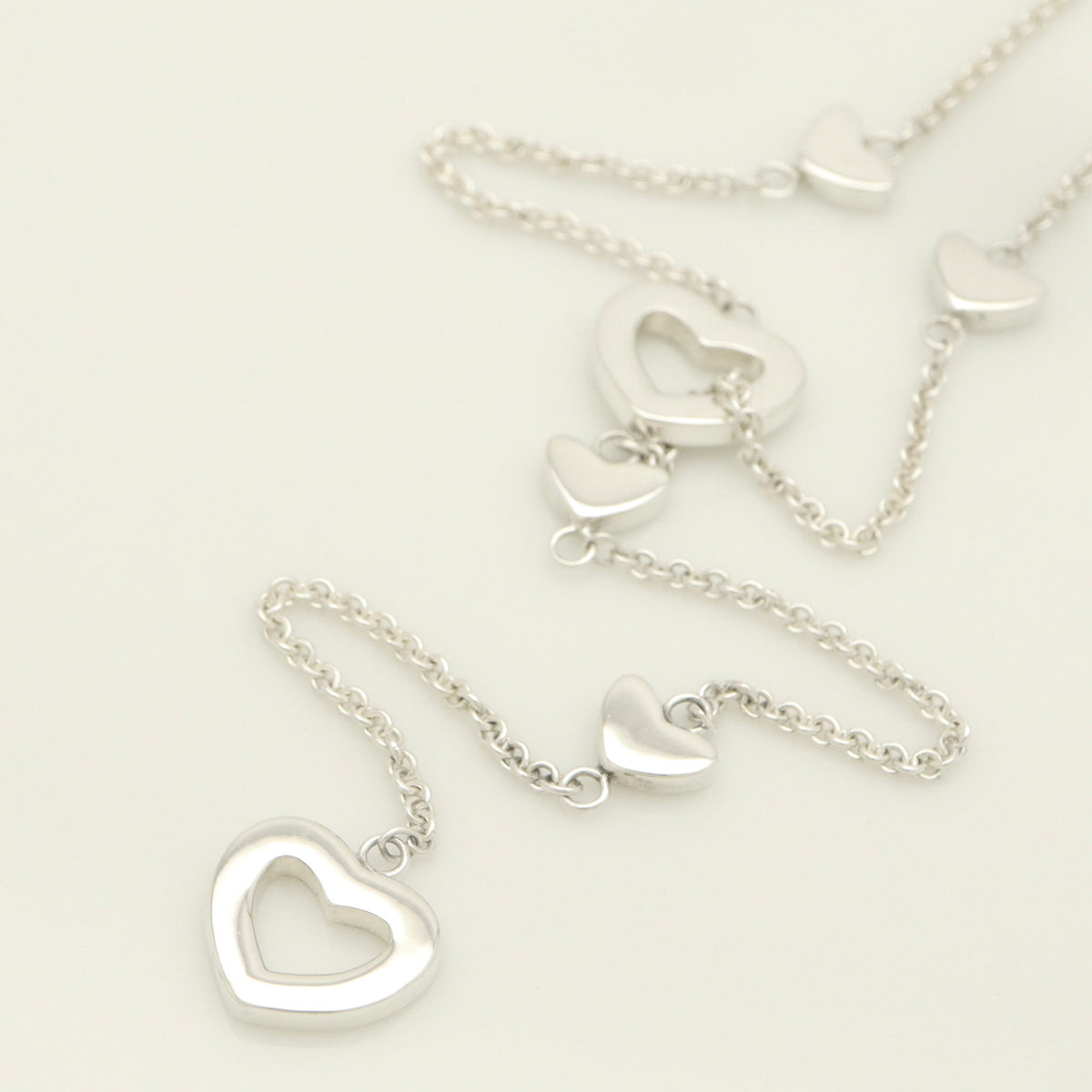 Tiffany & Co. Heart Link Lariat Necklace Pendant Sterling Silver 925