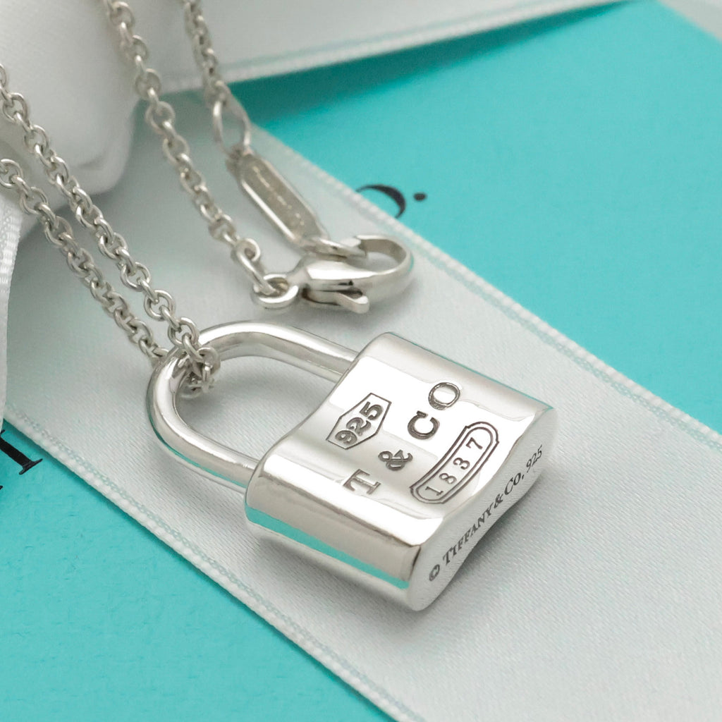 Tiffany & Co 1837 Padlock Necklace Pendant Sterling Silver 925 Chain