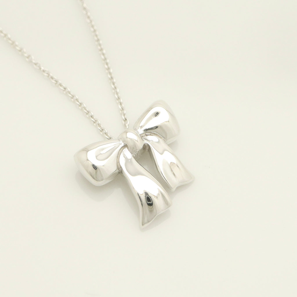 Tiffany & Co. Rare Bow Ribbon Necklace Pendant  Sterling Silver 925 