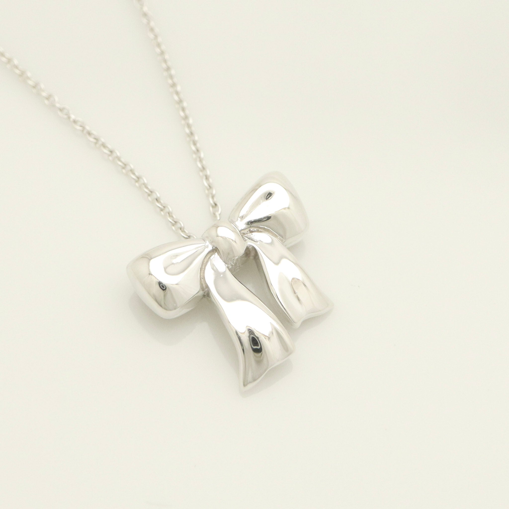 Tiffany & Co. Rare Bow Ribbon Necklace Pendant  Sterling Silver 925 