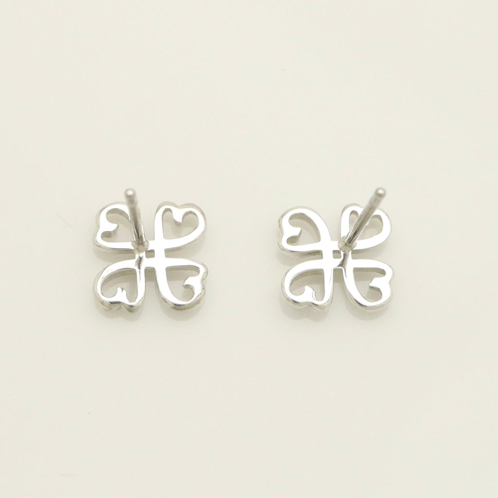  Tiffany & Co. Picasso Loving Heart Clover Stud Earrings Sterling Silver 925 