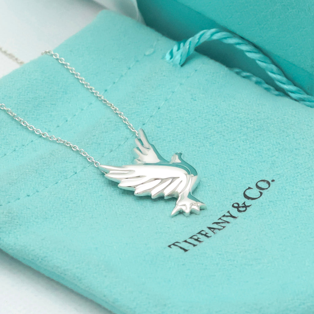 Tiffany & Co. Picasso Dove Bird Pendant Necklace Sterling Silver 925